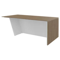 Bureau KHEOPS avec pied droit à droite - L200 - plateau imitation noyer - structure blanc perle