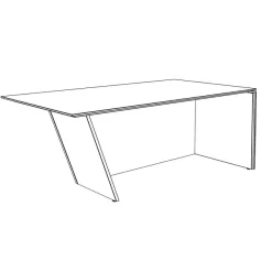 Bureau KHEOPS avec pied droit à droite - L200 - plateau imitation chêne clair - structure blanc perle