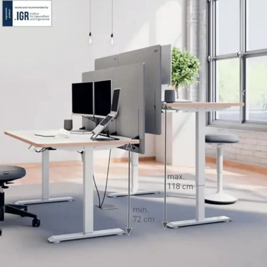Bureau Leitz - Bureau assis-debout - réglage électrique - L120 - blanc