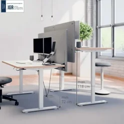 Bureau Leitz - Bureau assis-debout - réglage électrique - L140 - blanc