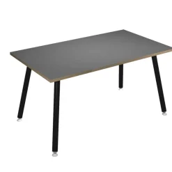 Bureau LEONARDO - 140 cm - Pieds métal noirs - Anthracite chants chêne