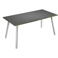 Bureau LEONARDO - 160 cm - Pieds métal blancs - Anthracite chants chêne