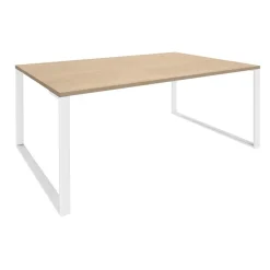 Bureau LOFTER Manager - L180 x P100 x H72,5 cm - sans console - pieds blanc - plateau imitation chêne clair