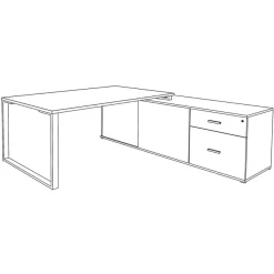 Bureau LOFTER Manager - L180 x P100 x H72,5 cm - console retour à droite (tiroirs) - pieds carbone - plateau imitation chêne clair