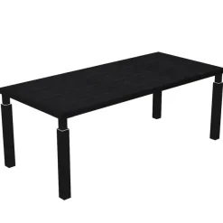 Bureau Manager FLORA - L180 x P90 cm - pieds en métal noir - plateau imitation frêne noir