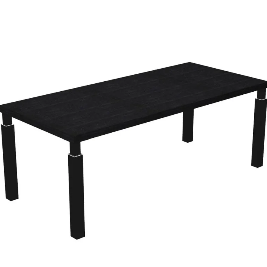 Bureau Manager FLORA - L180 x P90 cm - pieds en métal noir - plateau imitation frêne noir
