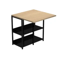 Bureau repliable avec structure métallique - 69 cm - chêne