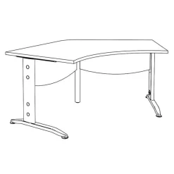 Bureau symétrique 120° IDRA - L185 cm - Pieds blanc - plateau imitation Chêne clair