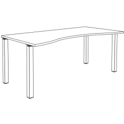 Bureau vague symétrique EXPRIM - L180 cm - Plateau imitation Chêne gris - Pieds blanc