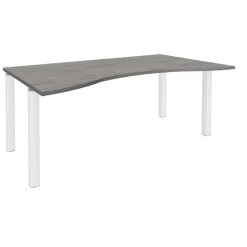 Bureau vague symétrique EXPRIM - L180 cm - Plateau imitation Chêne gris - Pieds blanc