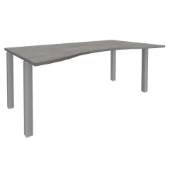 Bureau vague symétrique EXPRIM - L180 cm - Plateau imitation Chêne gris - Pieds alu