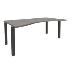 Bureau vague symétrique EXPRIM - L180 cm - Plateau imitation Chêne gris - Pieds carbone