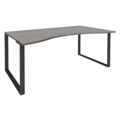 Bureau vague symétrique LOFTER - L180 cm - Plateau imitation chêne gris - pied Carbone