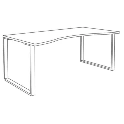 Bureau vague symétrique LOFTER - L180 cm - Plateau imitation chêne gris - pied Blanc