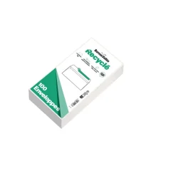 Bureau Vallée Recyclé - 100 Enveloppes - DL 110x220 - 80 g/m² - blanc - bande adhésive