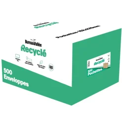 Bureau Vallée Recyclé - 500 Enveloppes - C5 162x229 - 90 g/m² - brun - bande adhésive
