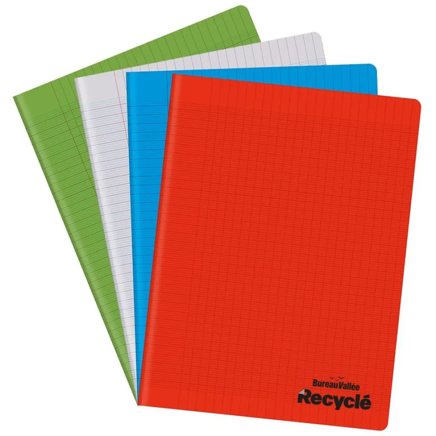 Bureau Vallée Recyclé - Cahier polypro 24 x 32 cm - 96 pages - grands carreaux (Seyes) - disponible dans différentes couleurs