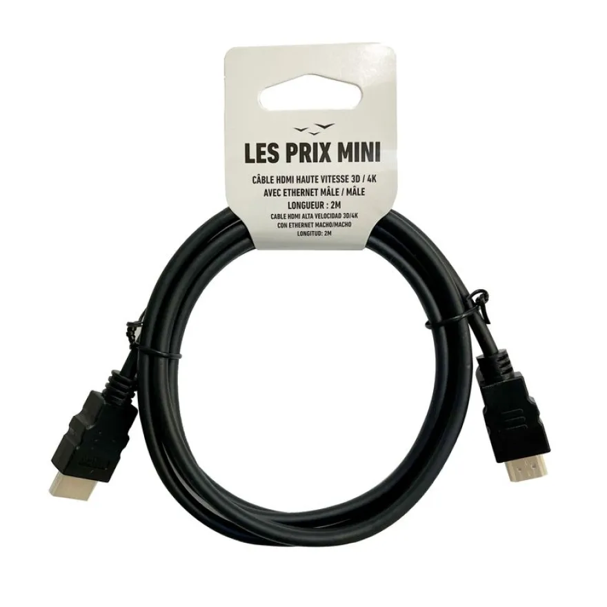 Cable HDMI haute vitesse - 3D/4K - 2m - noir - LES PRIX MINI