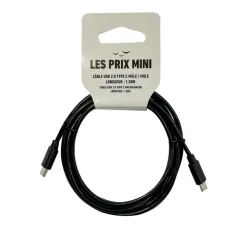 Cable USB 2.0 Type-C - 1,5 m - noir - LES PRIX MINI