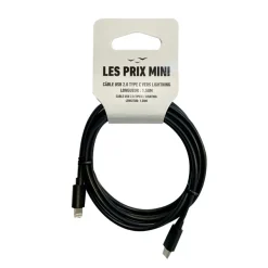 Cable USB 2.0 Type-C/lightning - 1,5 m - noir - LES PRIX MINI