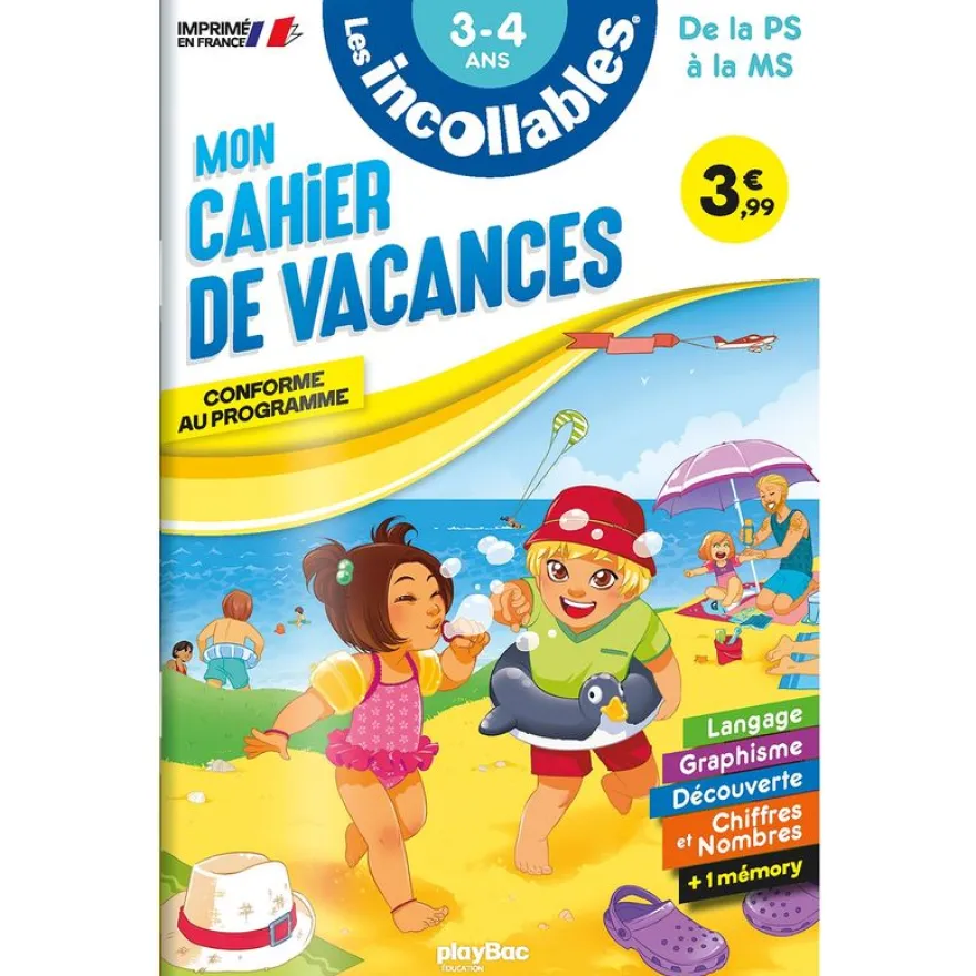 Cahier de vacances 2026 - Les incollables - Petite Section à Moyenne Section - 3/4 ans