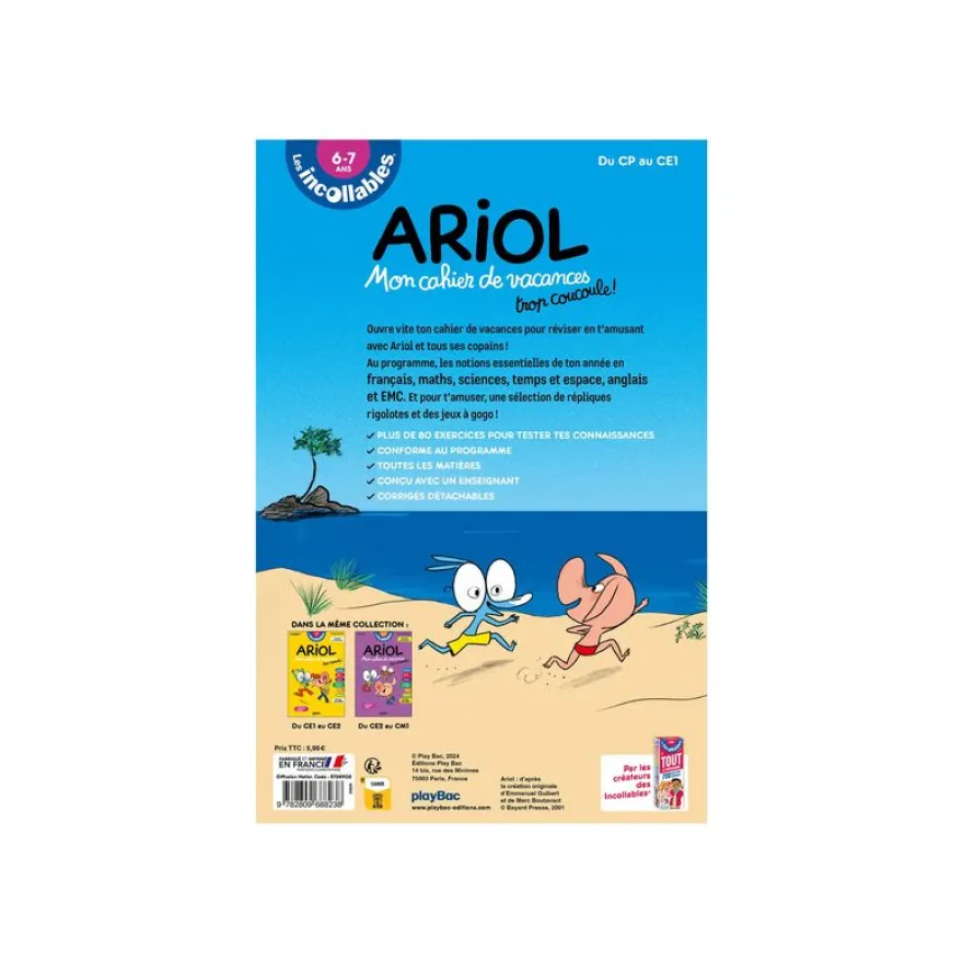 Cahier de vacances 2025 Ariol - Les Incollables - CP/CE1 - livre d'exercices