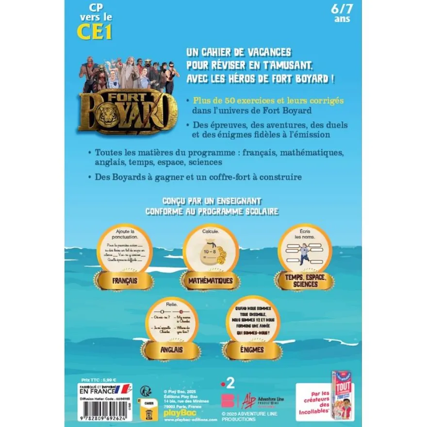 Cahier de vacances 2026 Fort Boyard - Les incollables - CP au CE1 - 6/7 ans