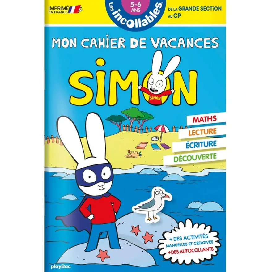 Cahier de vacances 2026 Simon - Les incollables - Grande Section au CP - 5/6 ans