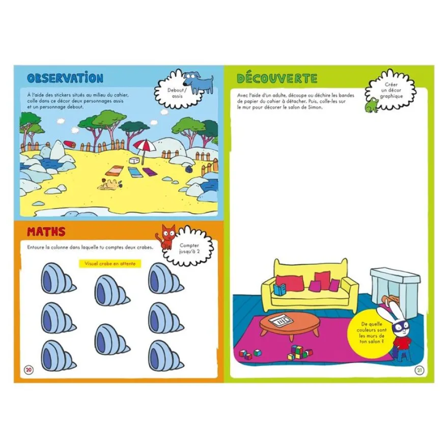 Cahier de vacances Simon - Les incollables - Toute Petite Section à Petite Section - 2/3 ans