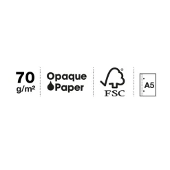 Cahier Miquelrius A5 noir - 100 feuilles 70 g/m² - quadrillé 5×5 - spirale - microperforé 2 trous - pour les notes et projets