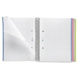Cahier Miquelrius A5 violet - 100 feuilles 70 g/m² - quadrillé 5×5 - spirale - microperforé 2 trous - pour les notes au quotidien