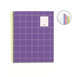 Cahier Miquelrius A5 violet - 100 feuilles 70 g/m² - quadrillé 5×5 - spirale - microperforé 2 trous - pour les notes au quotidien