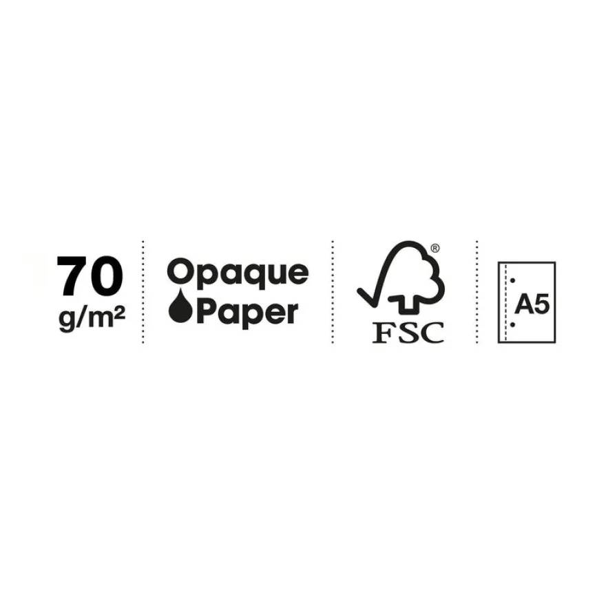 Cahier Miquelrius A5 violet - 100 feuilles 70 g/m² - quadrillé 5×5 - spirale - microperforé 2 trous - pour les notes au quotidien