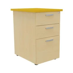 Caisson HT bureau - steely/stelly manager - Profondeur 60 cm - hetre - top jaune curry