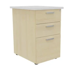Caisson HT bureau - steely/stelly manager - Profondeur 60 cm - erable - top blanc perle