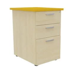 Caisson HT bureau - steely/stelly manager - Profondeur 60 cm - erable - top jaune curry