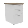 Caisson HT bureau - steely/stelly manager - Profondeur 60 cm - blanc perle - top noyer