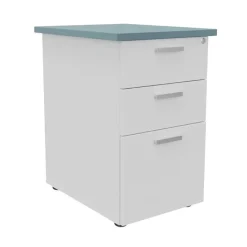 Caisson HT bureau - steely/stelly manager - Profondeur 60 cm - blanc perle - top bleu argile