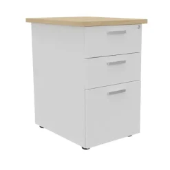 Caisson HT bureau - steely/stelly manager - Profondeur 60 cm - blanc perle - top chene