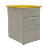 Caisson HT bureau - steely/stelly manager - Profondeur 60 cm - chene gris - top jaune curry