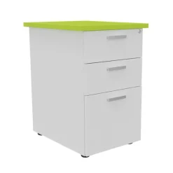 Caisson HT bureau - steely/stelly manager - Profondeur 60 cm - blanc perle - top vert