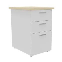 Caisson HT bureau - steely/stelly manager - Profondeur 60 cm - blanc perle - top erable