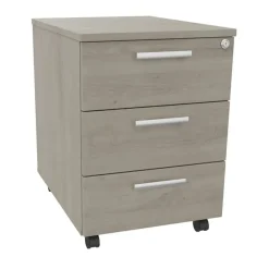 Caisson mobile EXPRIM/LOFTER/LEVEL - L43 x H56 x P60 cm - 3 tiroirs - Imitation Chêne gris