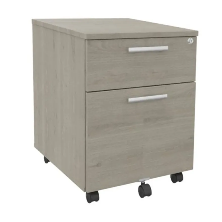 Caisson mobile EXPRIM/LOFTER/LEVEL - L43 x H56 x P60 cm - 2 tiroirs dont 1 DS - Imitation Chêne gris