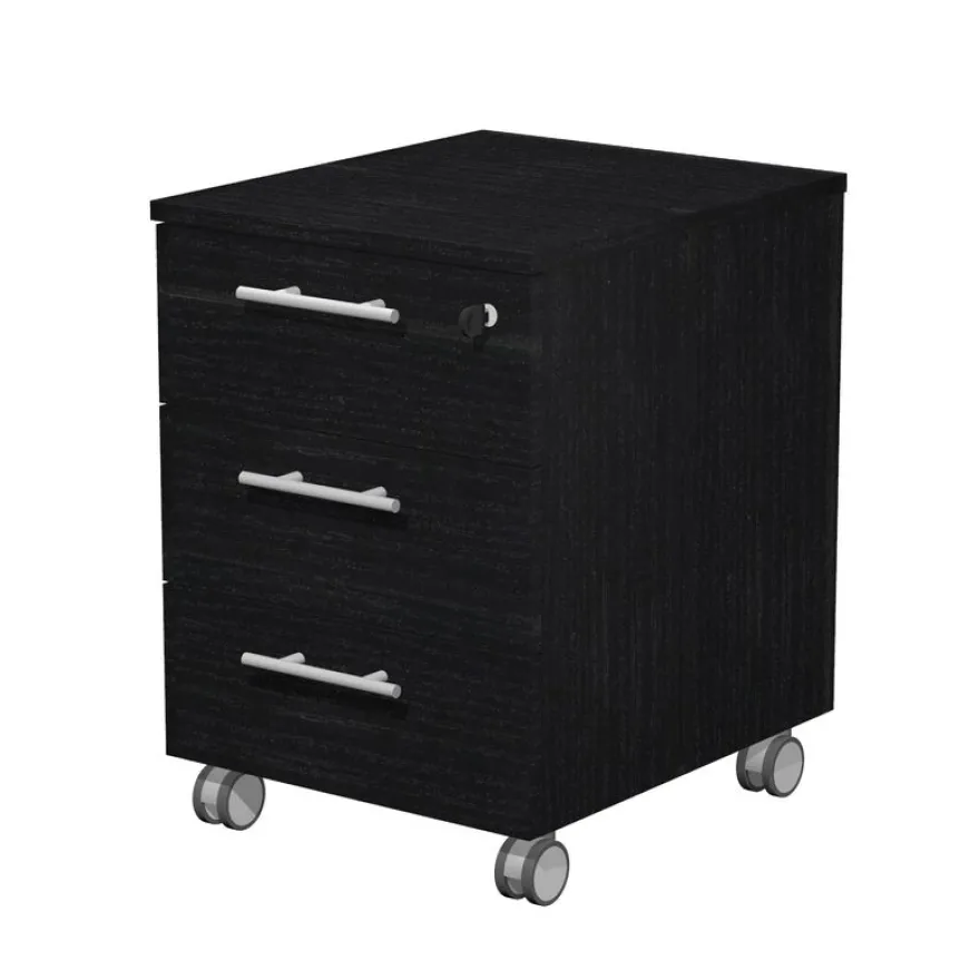 Caisson mobile Flora - L41,8 x P52 x H61,5 cm - 3 tiroirs - imitation frêne noir