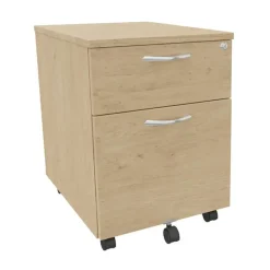 Caisson mobile IDRA/DUAL - L43 x H56 x P60 cm - 2 Tiroirs dont 1 dossier suspendu - Imitation Chêne clair