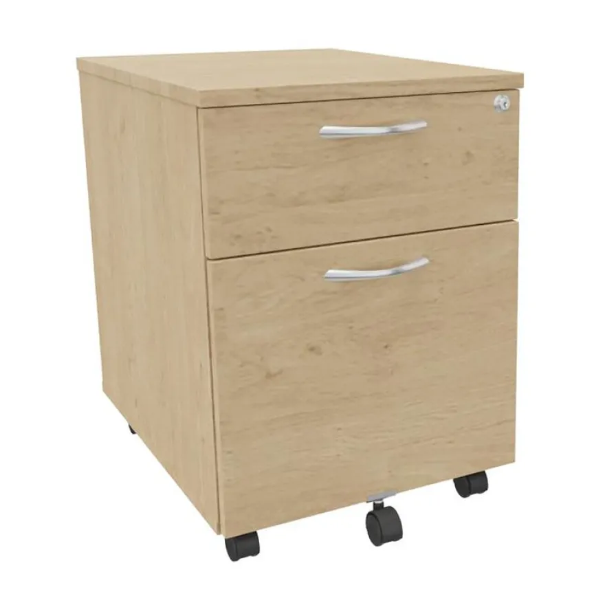 Caisson mobile IDRA/DUAL - L43 x H56 x P60 cm - 2 Tiroirs dont 1 dossier suspendu - Imitation Chêne clair