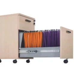 Caisson mobile IDRA/DUAL - L43 x H56 x P60 cm - 2 Tiroirs dont 1 dossier suspendu - Imitation Chêne clair