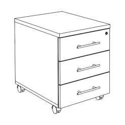 Caisson mobile IDRA/DUAL - L43 x H56 x P60 cm - 3 Tiroirs - Imitation Chêne clair