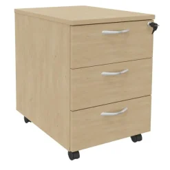 Caisson mobile IDRA/DUAL - L43 x H56 x P60 cm - 3 Tiroirs - Imitation Chêne clair